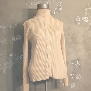 VINTAGE GIVENCHY SPORT IVORY CREAM GG LOGO RIBBED KNIT BUTTON FRONT CARDIGAN